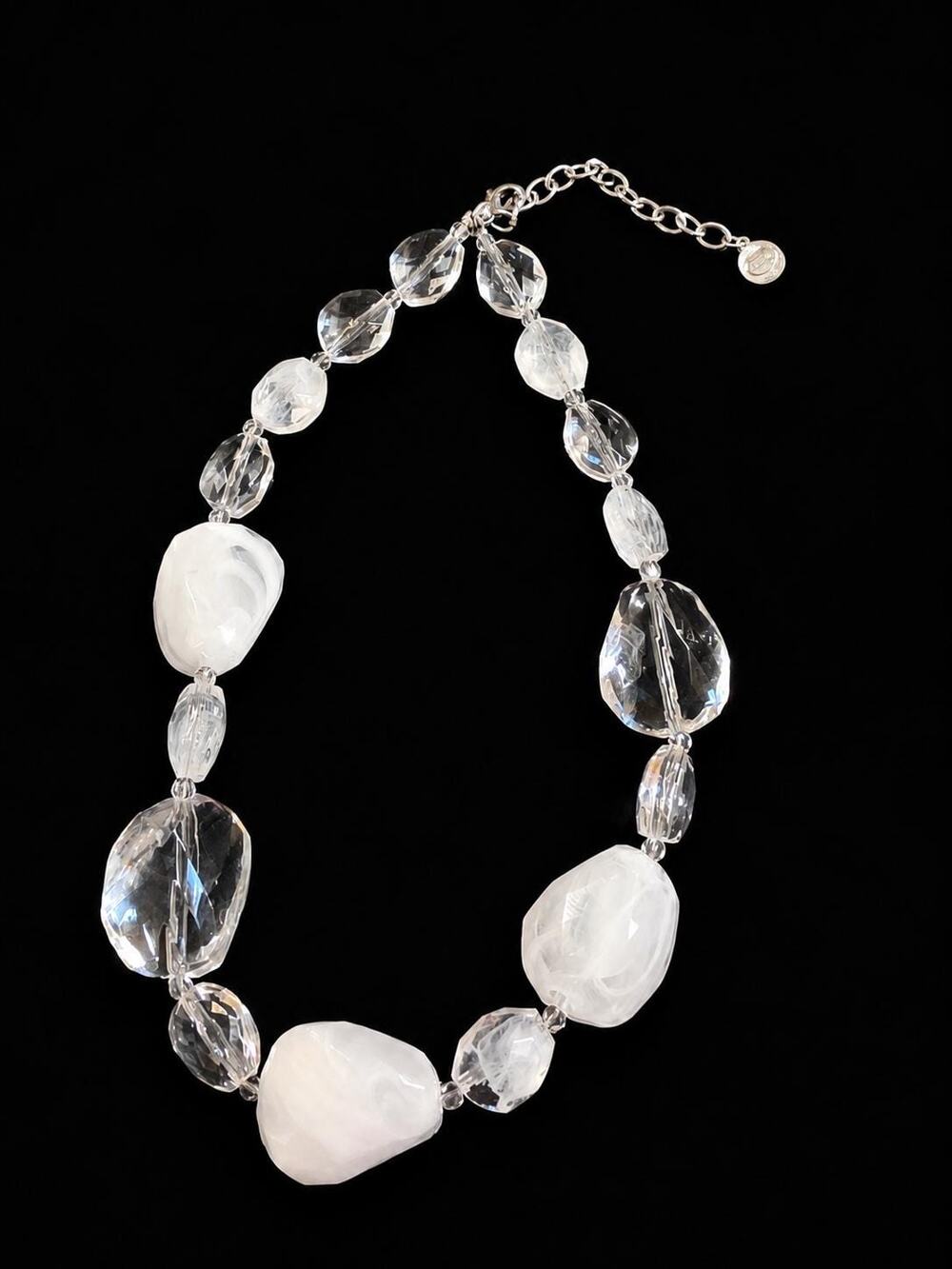 R.J. Graziano VTGlFaceted Ice Resin & White Stone Chunky Statement Necklace